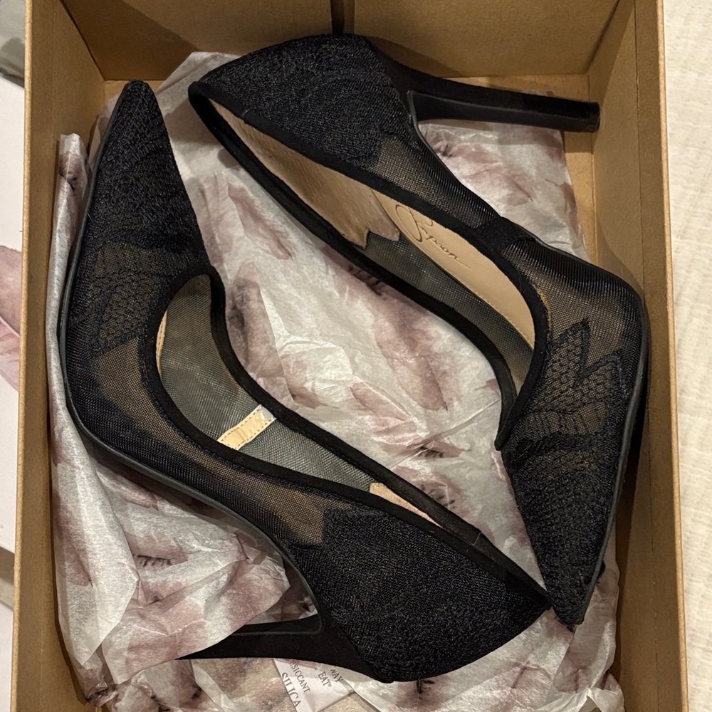 Jessica Simpson Black Mesh Heels